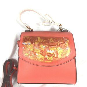 Hand Painted Purse Handbag Crossbody Bag Metallic